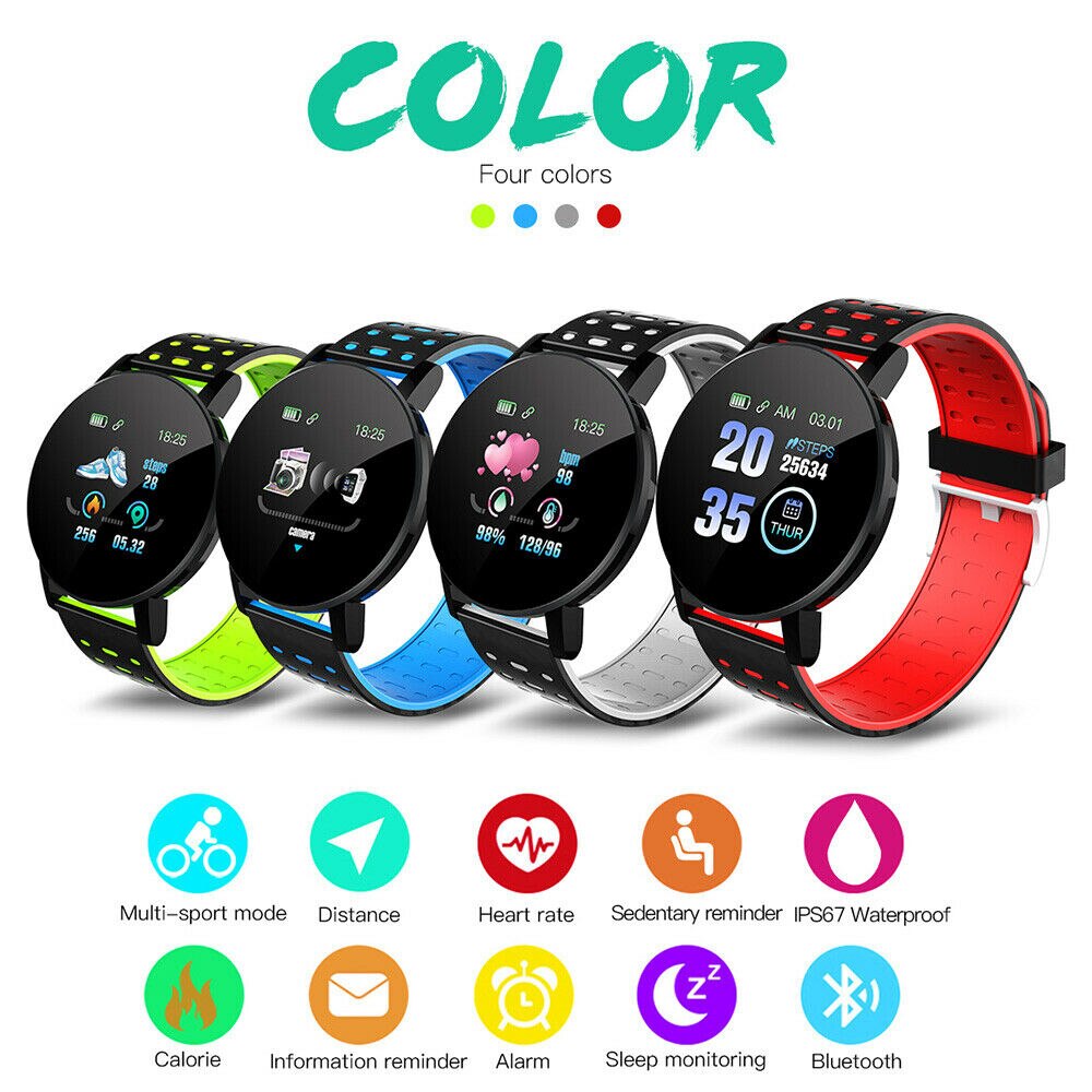 119 Plus 119 Plus Bluetooth Smart Horloge Gps Waterdichte Sim Camera Screen 3D Hartslagmeter Fitness Tracker Herinnering