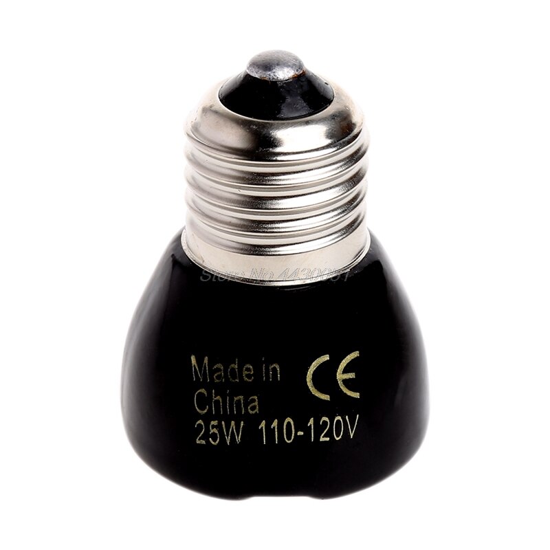 Luz de calefacción para mascotas, 25W, 50W, 75W, 100W, Mini lámpara de calor infrarroja de cerámica, Bombilla negra para incubadora de reptiles, 110 - 120 V: 25W