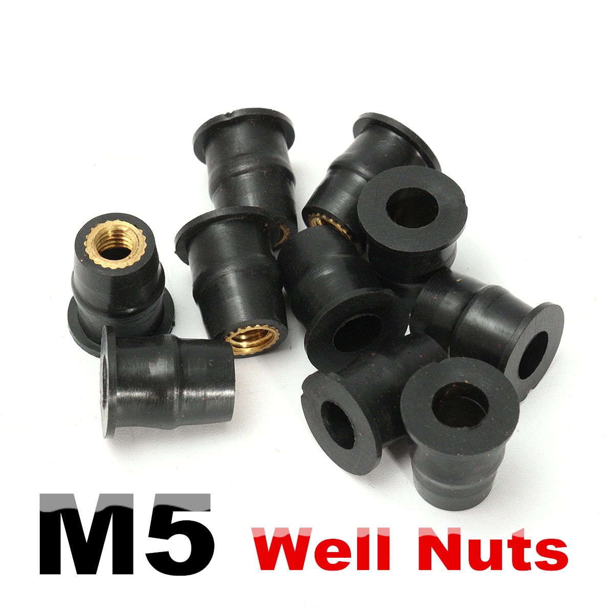 10x M5 5mm Metric Rubber Well Nuts Windscreen Fairing Cowl