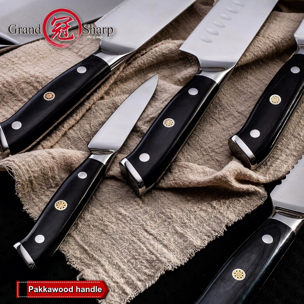 Chef Knife Set Germany 1.4116 High Carbon Steel Santoku Boning Cleaver Home Cooking Tools Japanese Kitchen Knives Christmas