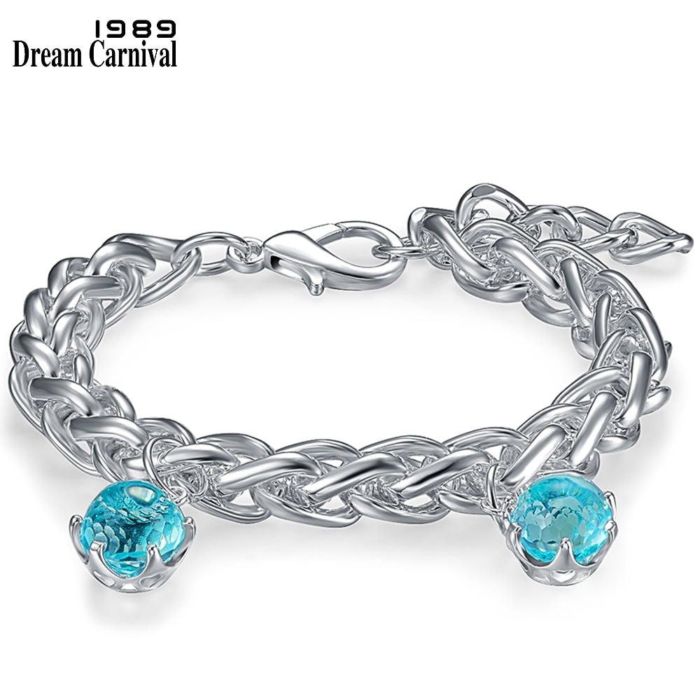 DreamCarnival1989 Komen Armband Voor Vrouwen Speciale Cut Cz Sky Blue Kleur Steen Elegante Sieraden WB1238