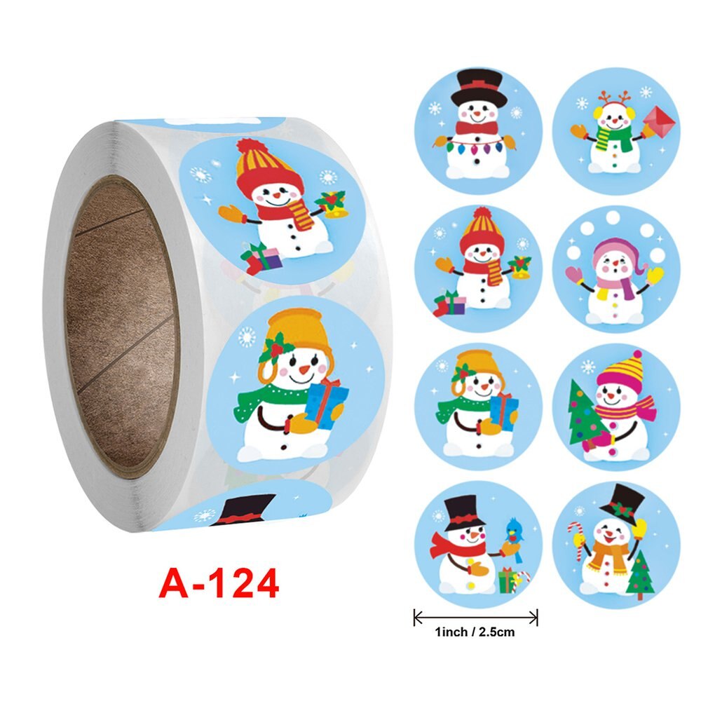 500 stuks zelfklevende labelstickers met schattige kerstpatronen, handig en draagbaar: Sneeuwman