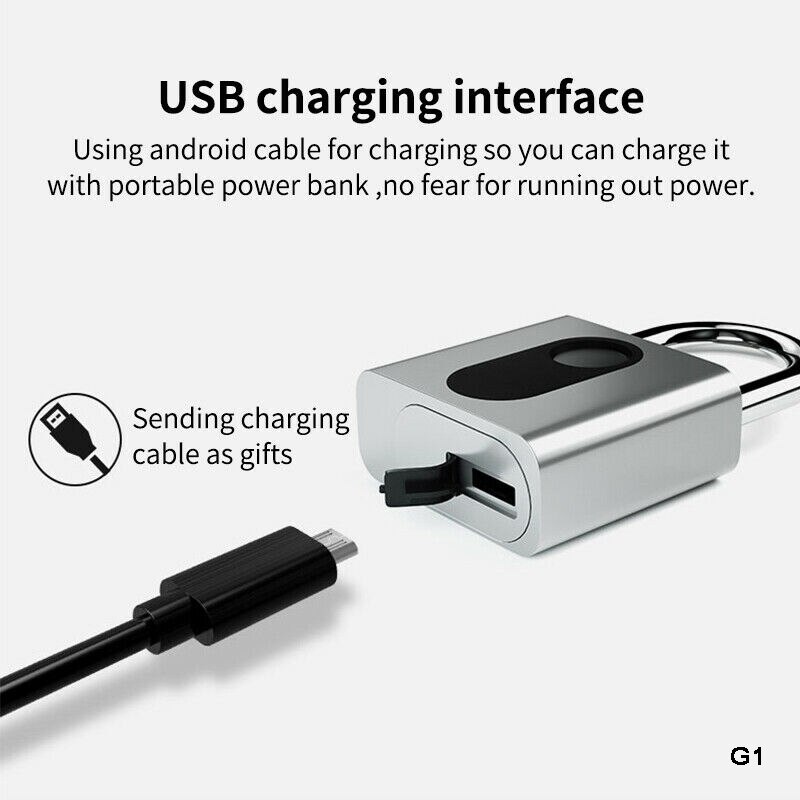 Waterproof Gate Lock Garage Warehouse Door Padlock Keyless Electronic Lock USB-Charge Cabinet Biometric Fingerprint padlock