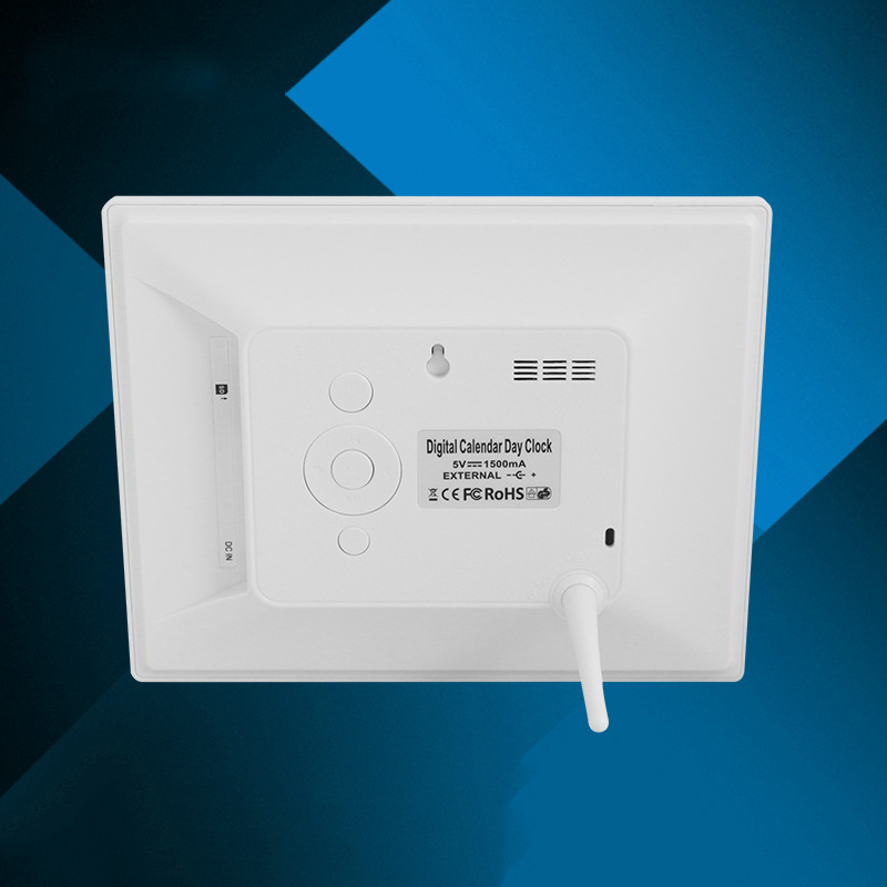 Clock Calendar with Date Day Hour 8 Inch Led Large Police Alarm for Elderly / Alzheimer and Children - White European Plug