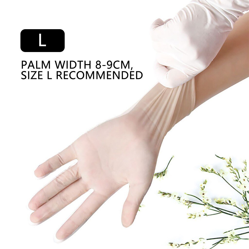 100pcs Transparent Disposable Gloves- Latex Rubber Anti-Pollution Transparent Gloves Cleaning Hygiene Disposable Gloves#35