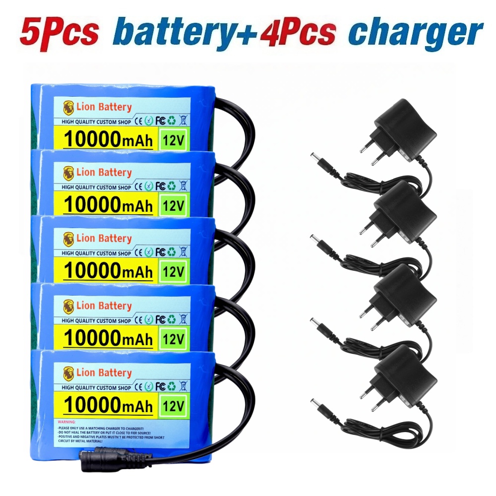 Original Portable Super 12V 10000mAh Battery Rechargeable Lithium Ion Battery Pack Capacity DC 12.6v 10Ah CCTV Cam Monitor: Pink