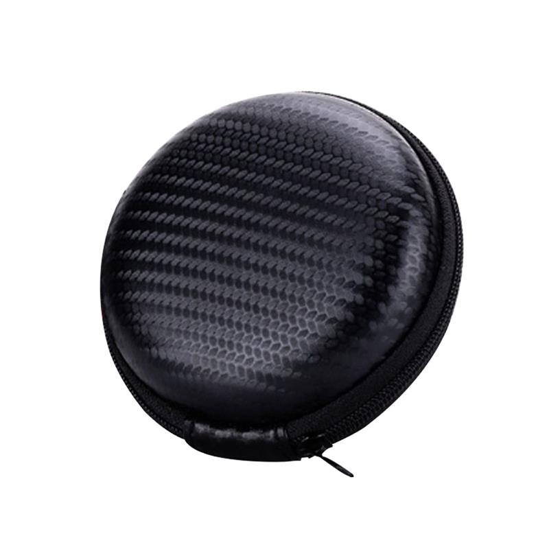 Mini Headphone Case Bag Portable Earphone Earbuds Box Storage for Memory Card Headset USB Cable Charger Organizer: Black Round