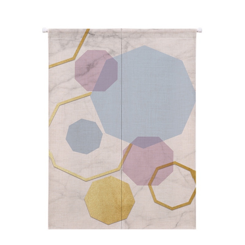 Exquisita cortina para puerta con estampado geométrico de grano de mármol, decoración de lino y algodón, cortinas, tapices, pantallas y separadores de habitación