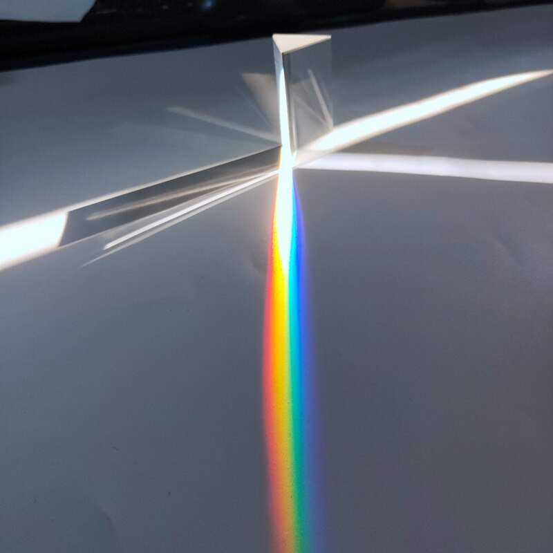 Prisme triangulaire BK7 15x15x87mm, prisme optique, verre, physique, enseignement, spectre de lumière réfractée, arc-en-ciel, pour enfants