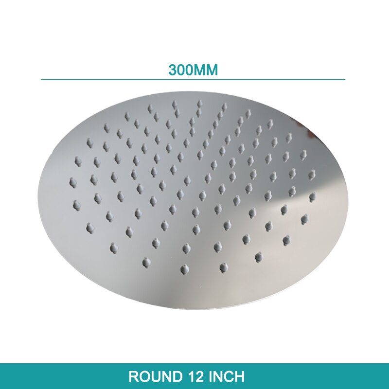 Overhead Shower Arm Head Shower Chrome Plated Big Square Round SUS304 Stainless Steel Modern Indoor Outdoor