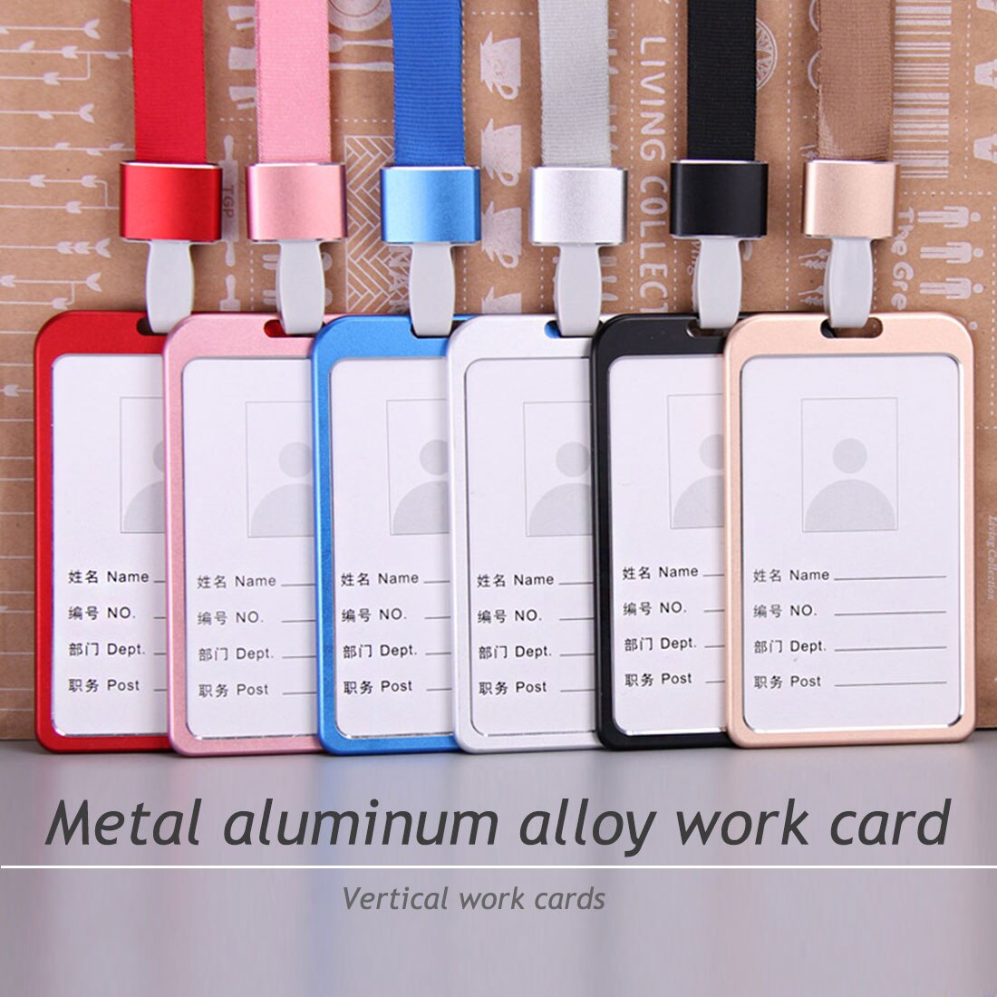 Aluminum Alloy Metal Vertical ID Badge Holder Bank Credit Card Bus Cards Case Cover Holders With Lanyard