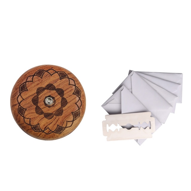Cuchillo de madera para pan, máquina de afeitar para pan redondo, herramienta de corte de puntuación para pan artesanal, con 5 navajas de panadería: Beige
