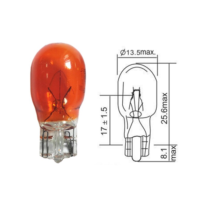 10 Uds T13 10W T15 W16W lámpara halógena vidrio transparente blanco cálido ámbar DC 12V 16W luz Interior bombillas halógenas