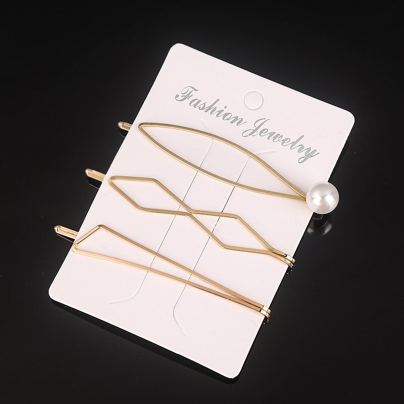 1Set Vrouw Parel Haarspelden Legering Haarspeldjes Geometrische Goud Haar Clip Zoete Hoofddeksels Haarspeldjes Hoofdband Haar Accessoires: C8