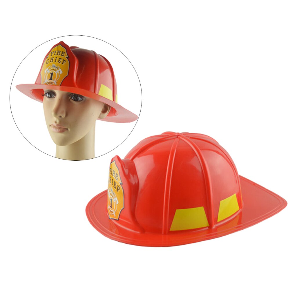 Halloween Cosplay Fireman Helmet Cap Toy Red Kids Role Play Teaching Aids