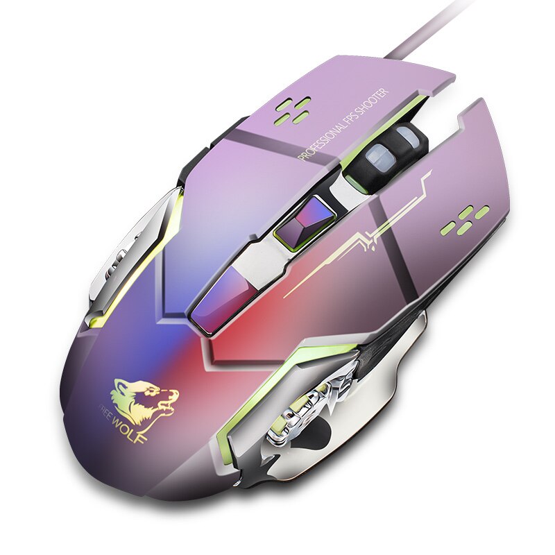 V5 Wired Mechanical Gaming Mouse 4000DPI Optical USB LED Backlit Macro Programmable Computer Mouse Gamer 6 Button for PC Laptop: Gray