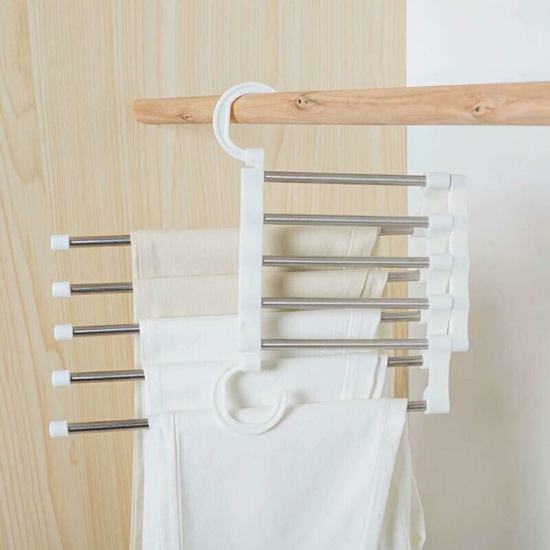 5-in-1 Tragbare Multi-funktion Edelstahl Hosen Aufhänger Aufhänger Kleidung Trocken Rack Organizer Haushalts Zubehör werkzeuge