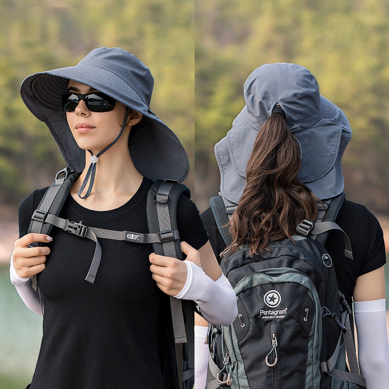 Verão Cor Sólida Bow Tie Bucket Hat para As Mulheres Xaile Integrado Sun Hat Outdoor Anti-UV Pesca Hat Senhoras Praia Caminhadas Hat