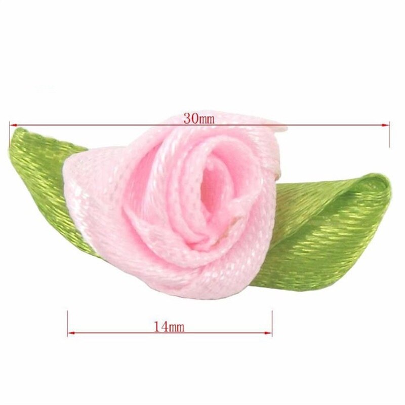 100PCS Artificial Mini Silk Rosettes Fabric Flowers Heads Making Handmade Satin Ribbon Roses DIY Craft For Wedding Decoration
