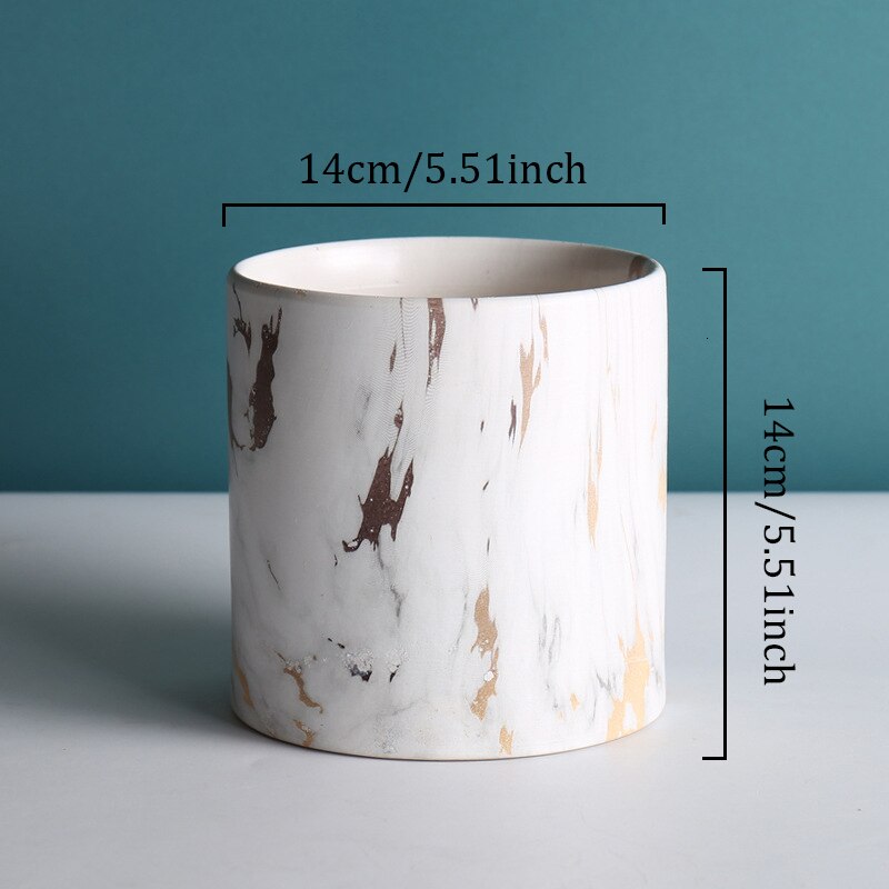 Marmer Patroon Keramische Bloempot Vierkante Cilinder Creatieve Bloempot Desktop Bloemstuk Container Woondecoratie: C