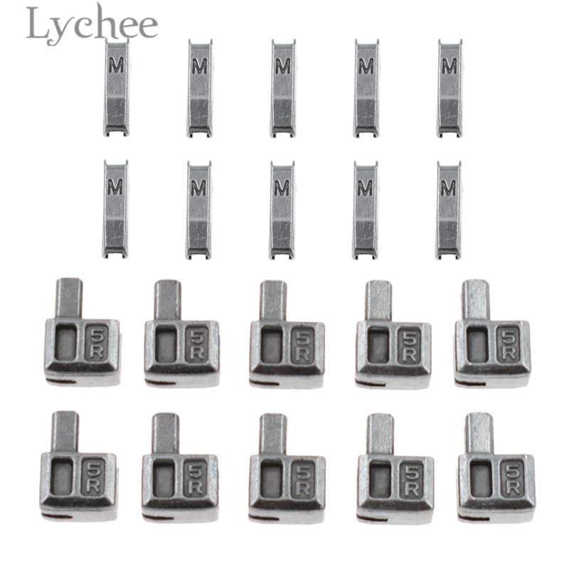Lychee Life 10 Sets Metal Repair Zipper Stopper Open End Zipper Stopper DIY Sewing Zipper Accessories for Clothes