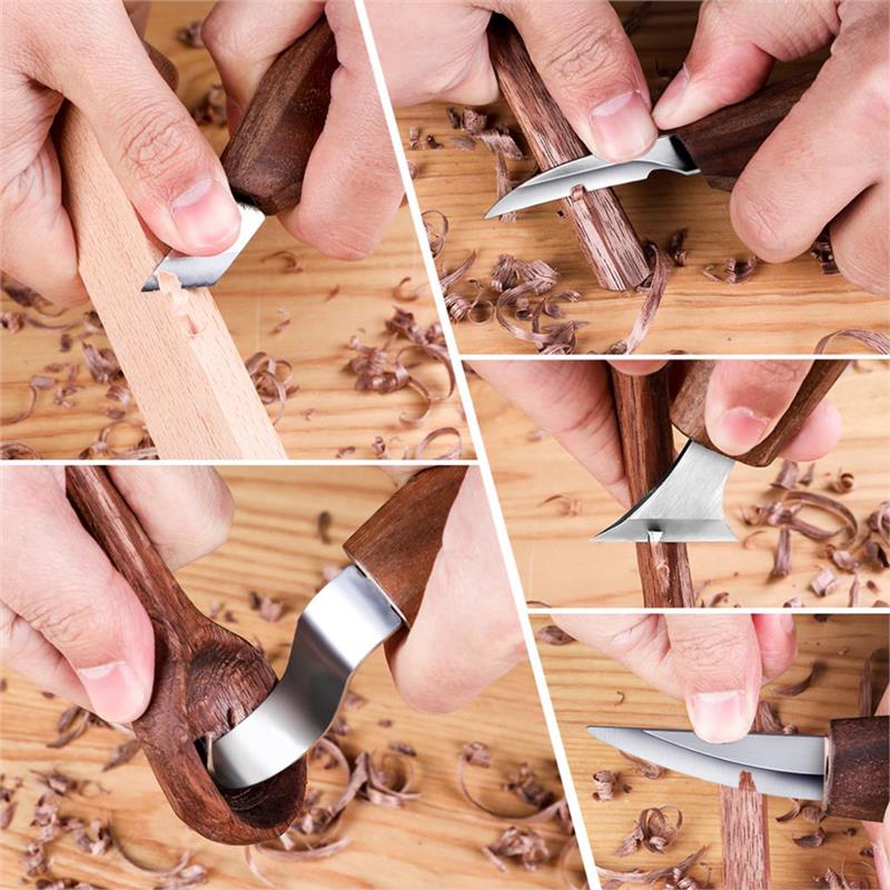 Carving Knife Chisel Woodworking Cutter Hand Tool Set Wood Carving Knife DIY Peeling Woodcarving Sculptural Spoon Carving Cutter
