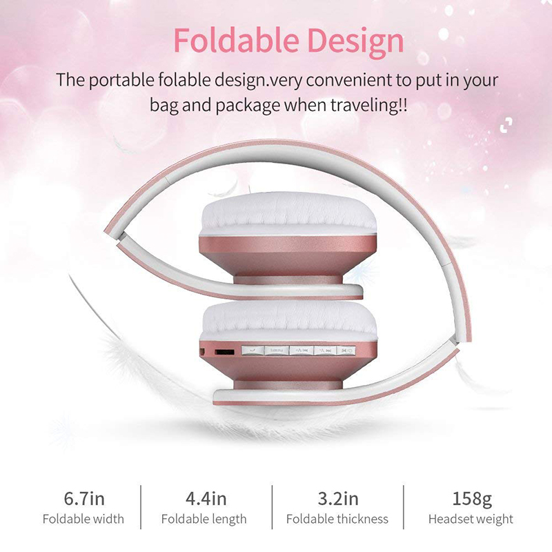 colorful stereo Audio Mp3 casque Bluetooth Headset Foldable Wireless Headphones rose gold Earphone with Mic Xiao mi