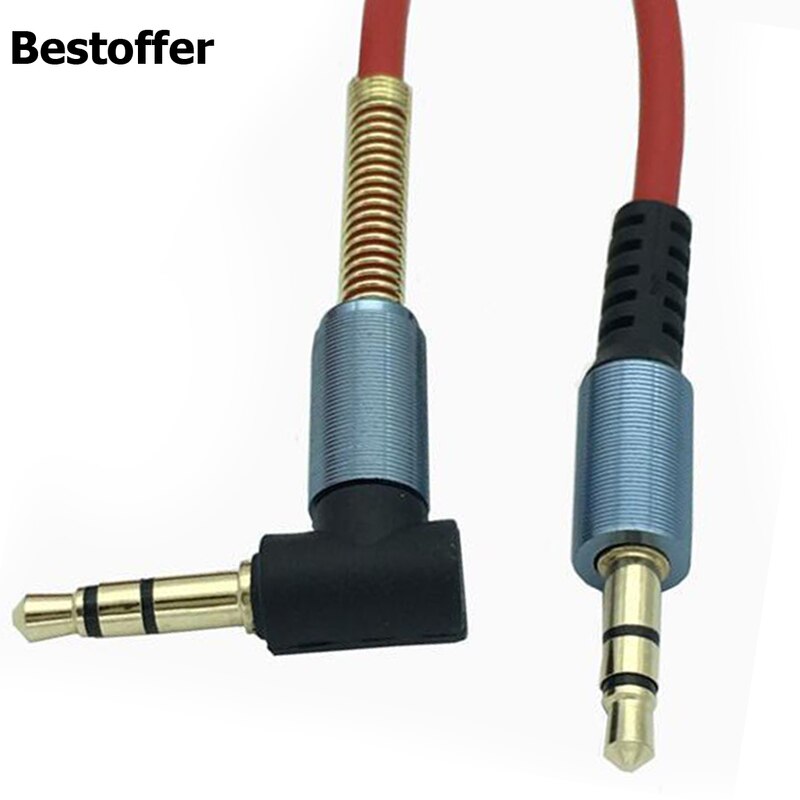 Red Flexible Spring Coiled DC 3.5mm AUX 1.5M Cable Mini Jack Male Audio Auxiliary Lead PC Car