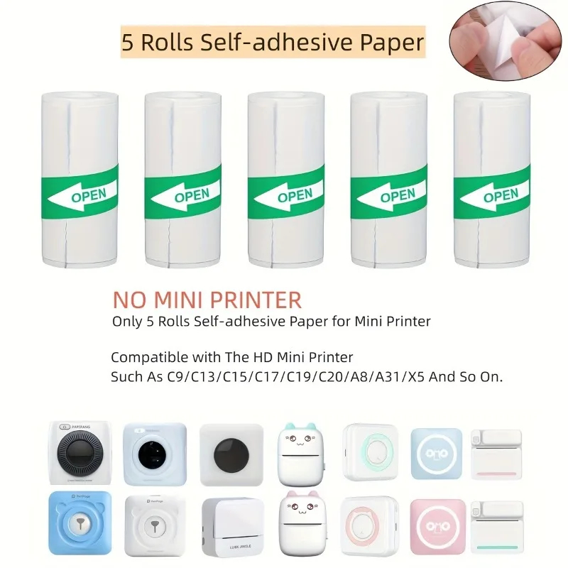 16 rollos de papeles de impresora térmica, 57x25mm, papeles térmicos autoadhesivos, impresoras de etiquetas en Color HD para Mini impresora portátil sin tinta: YELLOW