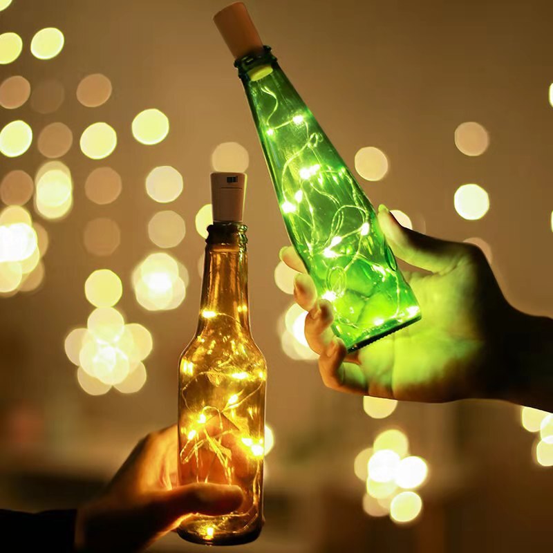 Guirnalda de luces LED con corcho para botella de vino, guirnalda de luces alimentadas por batería, decoración para de Navidad, boda y Bar, 6 uds.