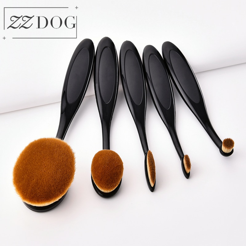 Zzdog 5 stk sminke børster sett sømløs fundament concealer skygge blanding kosmetikk skjønnhetsverktøy tannbørste type