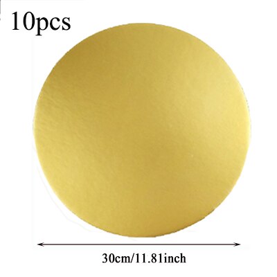 10pcs Cake Base Plate Board Round Cake Circle Cardboard Cake Drums Turntable Tiramisu, Mousse Cake, Cheesecake, Snack: 30 cm Gold