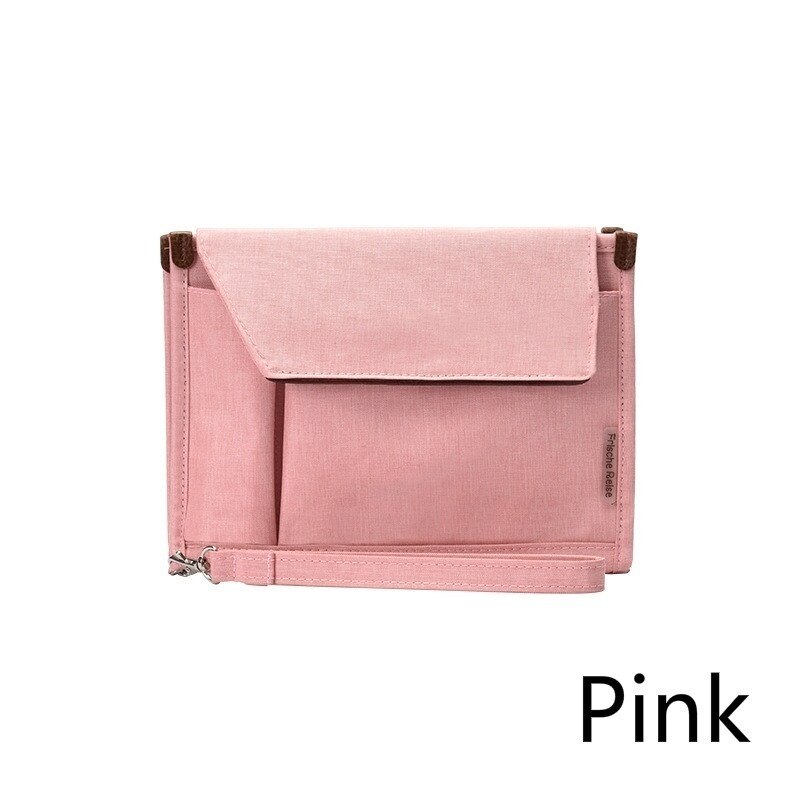 Hommes serviette pour femmes sac de rangement de fichiers multi-couches dossiers de conférence Portable multi-fonction sac de certificat de Document d'affaires: Pink