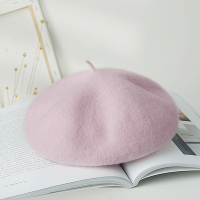 Jahrgang Frauen Mädchen Einfache Baskenmütze Französisch Warme Wolle Winter Mütze Hütte Kappe schlicht Baskenmütze Hüte Einfarbig Elegante Dame Winter kappen: Violett
