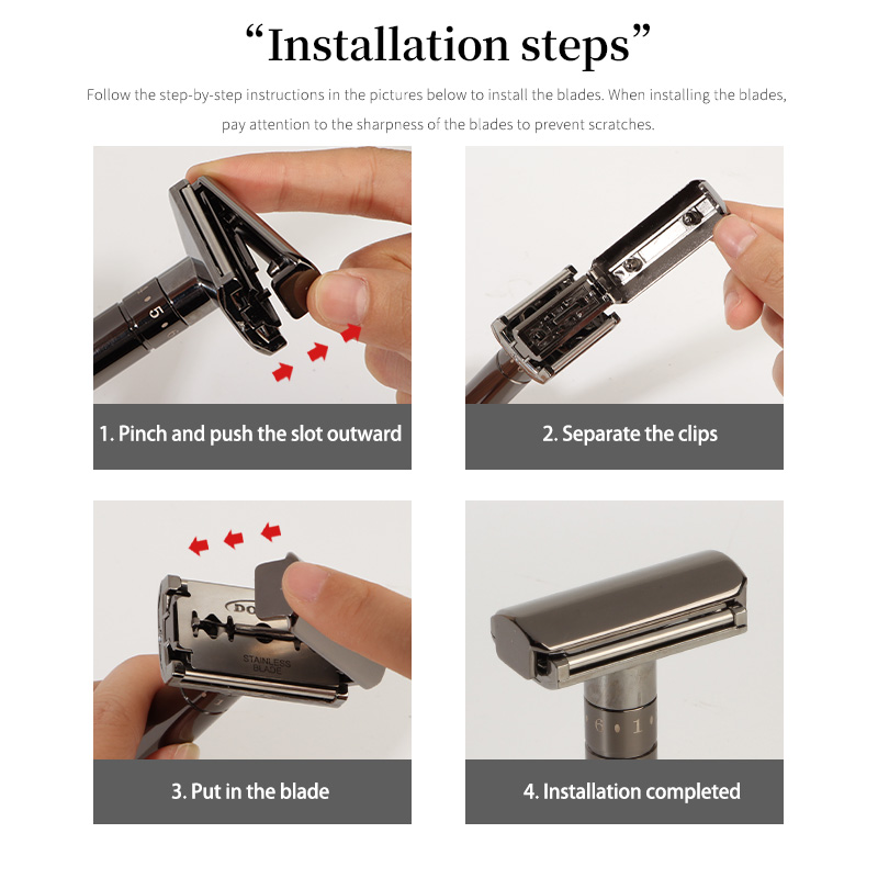 Un impostato di rasoi manuali vecchio stile per uomo, impostato di rasoi manuali tradizionali, inclusi rasoi a T, rasoi pieghevoli, piccole forbici, pettini, zoppo di ricambio e scatole di immagazzinaggio