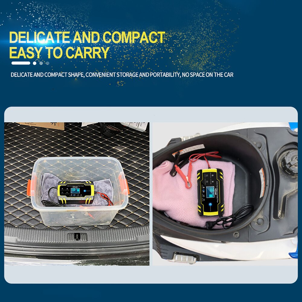 Car Battery Charger Auto 12/24V 8A Smart Full Automatic Soft Starter Acid Battery Chargers Digital LCD Display Start-Up For Car