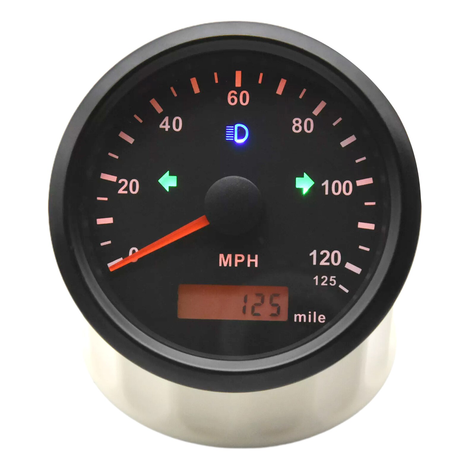 Waterproof 85mm GPS Speedometer 125/160/200(km/h/MPH) for Car Snowmobile Motorcycle ATV UTV Total Mileage Adjustable 12V 24V: 125M-BN