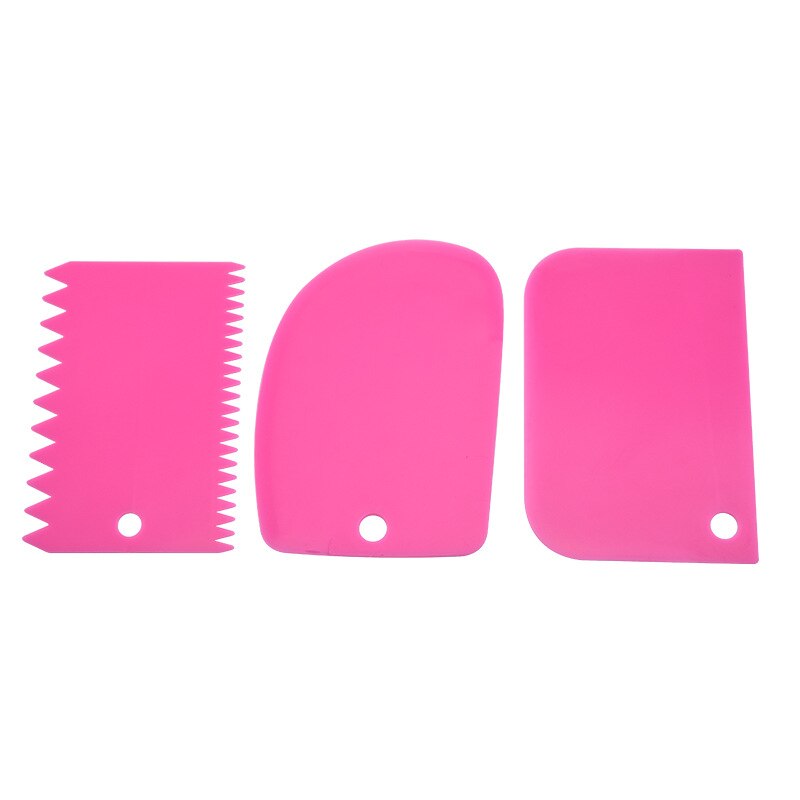 3 Stks/set Diy Cake Spatel Fondant Taart Decoreren Gereedschappen Voor Cake Soepeler Schraper Pp Cutter Bakvormen Spatel Set Keuken Gereedschap: Roze