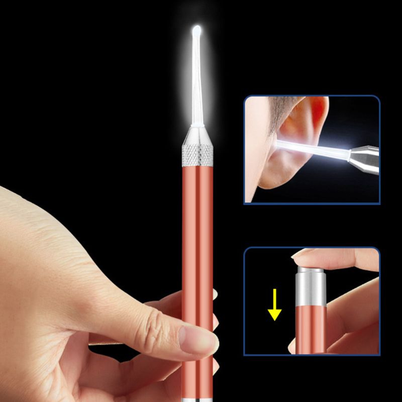 Ear Pick Set Luminous Ear Spoon Tweezers Ear Wax Removal Tool LED Light Earpick Storage Box Baby Ear Cleaning Care Kit