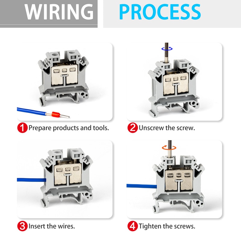 10 Stuks Din Rail Terminal Blok UK-16N Connductor Universele Klasse Schroef Draad Connector Strips Demonteren Montage