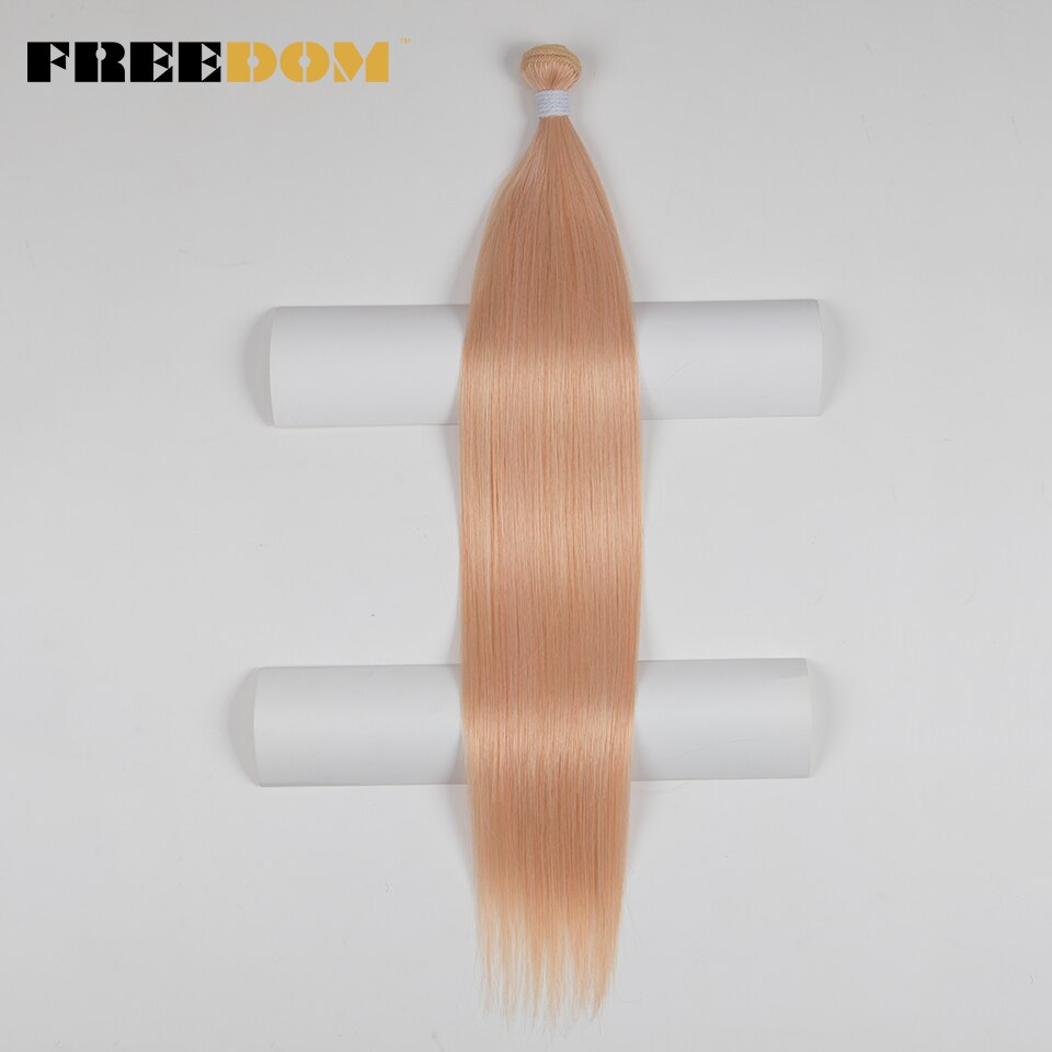 FREEDOM-mechones de pelo lacio de 24 pulgadas, extensiones de cabello sintético 100 marrón ombré, fibra de alta temperatura, 613G: TFC1