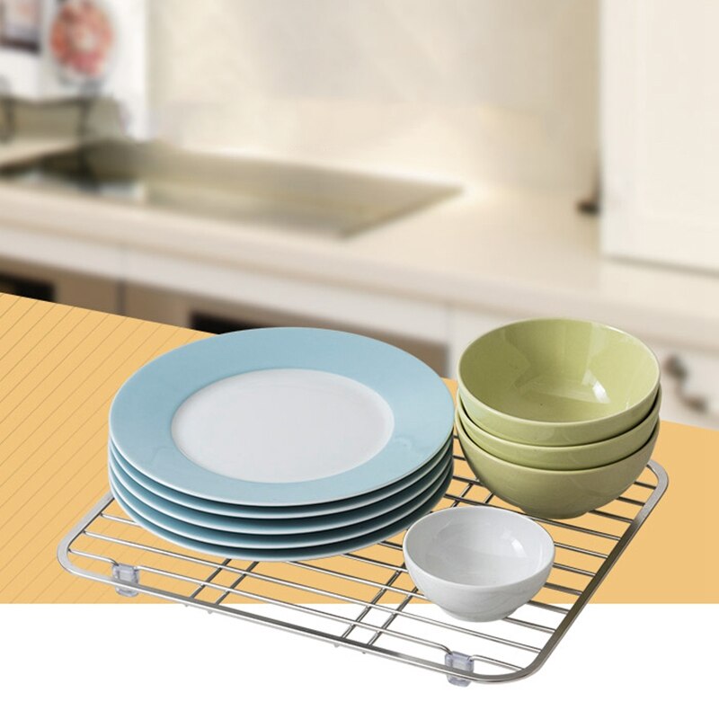 304 Stainless Steel Sink Drainer Rack Multifunctional Kitchen Fruit Vegetable Dish Drying Rack Kitchen Sink Protector Grid