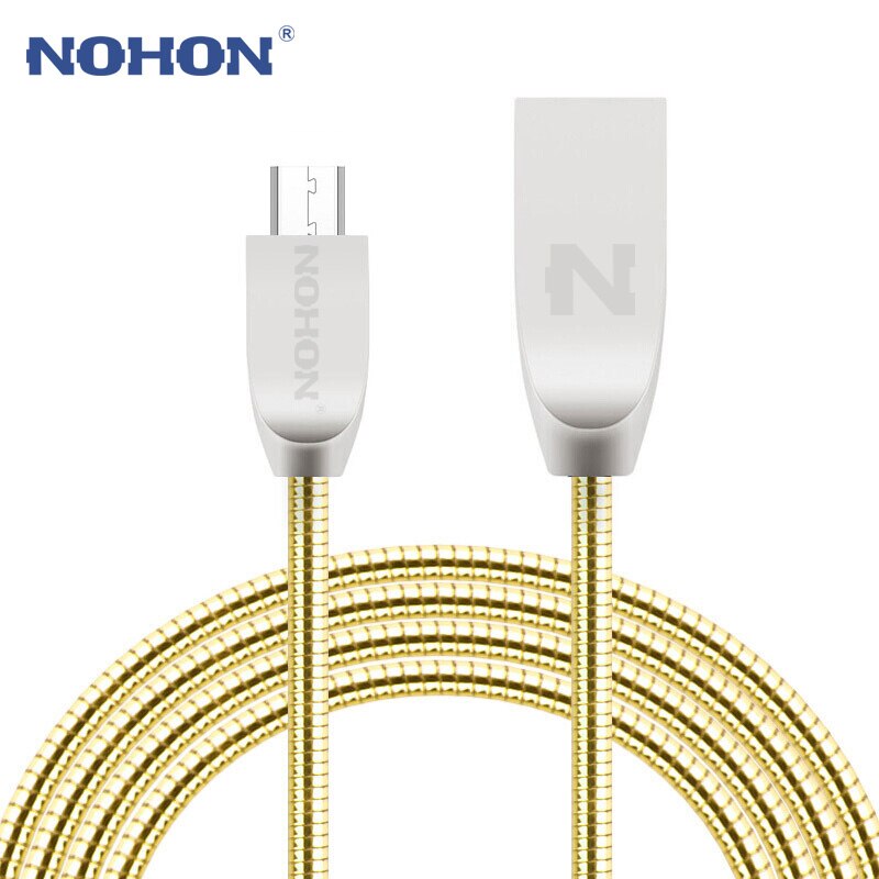 Nohon micro usb kabel hurtig oplader datakabel til samsung xiaomi lenovo lg nokia sony android telefon kabel ledning: Guld