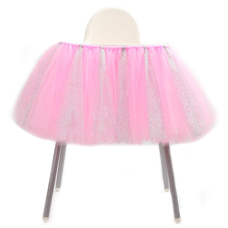 Handgemaakte Pluizige Hoge Stoel Tutu Rok Baby Eerste Tweede Verjaardagsfeestje Meisjes Sequin Patchwork Tule Rokken Taart Smash Tutu DQ02: Pink-silver / 12m