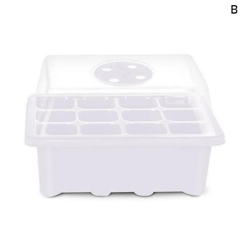 12 Holes Seedling Box Plant Seed Grow Box Nursery Seedling Starter Thermal Insulation Seed Growth Box Plastic Pot Green House
