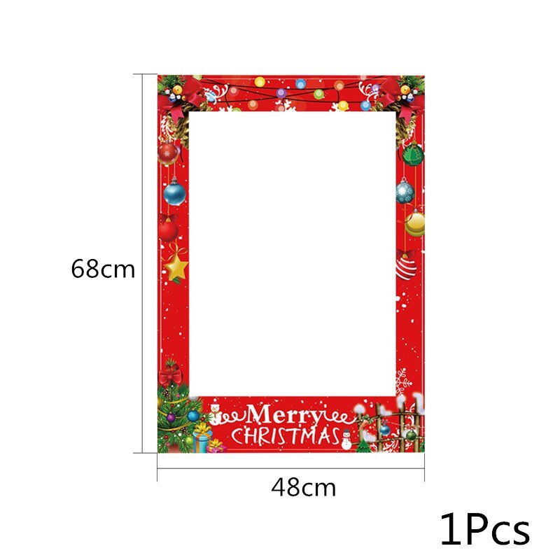 Chicinlife 1Pcs Merry Christmas Photo Booth Frame Props Adult Kids Xmas Party Happy Eve PhotoBooth Props Decoration Supplies: D