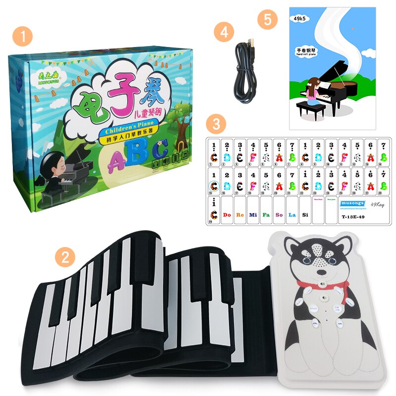 49 Keys Roll Up Piano Foldable Portable Hand Roll Piano with Built-in Loudspeaker