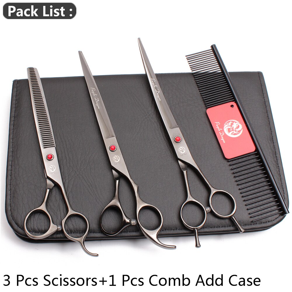Dog Grooming Kit Purple Dragon 8" Japanese Steel Thinning Shears 3005# Dog Scissors Pet Scissors Set Add Bag Gold: 3005 Hei U4-7Y