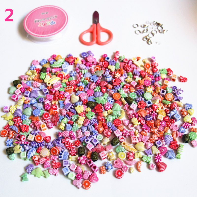 300-400 stk / sæt perler til smykkesæt kit diy tilbehør akryl afstandsstykke løs perle håndlavning børn educatinon legetøj til piger: 2