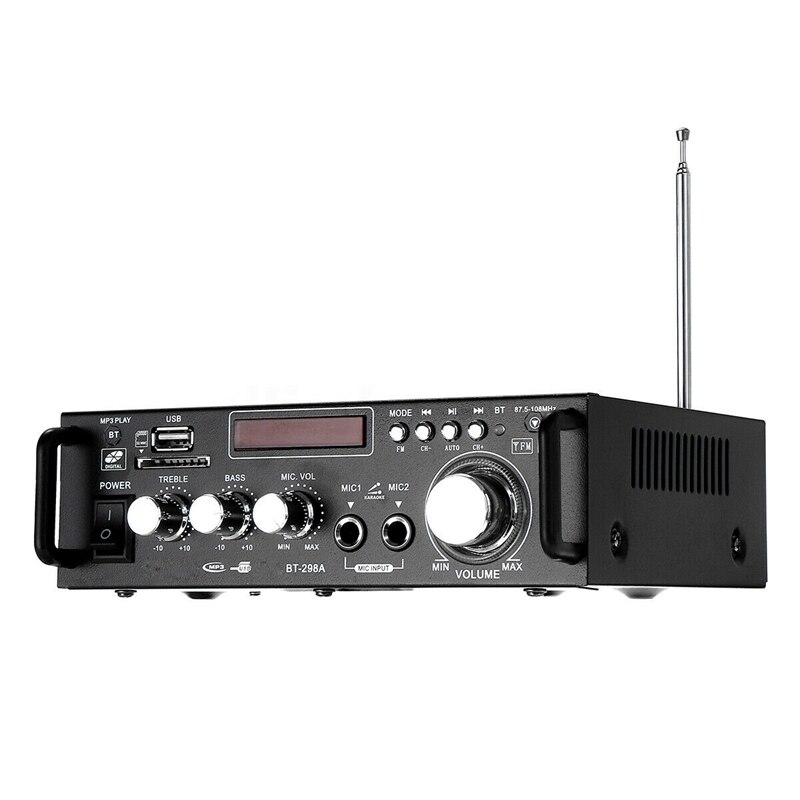 600W Bluetooth Stereo Audio Amplifier Car Home HiFi Music SD USB FM AMP 12V/220V US Plug